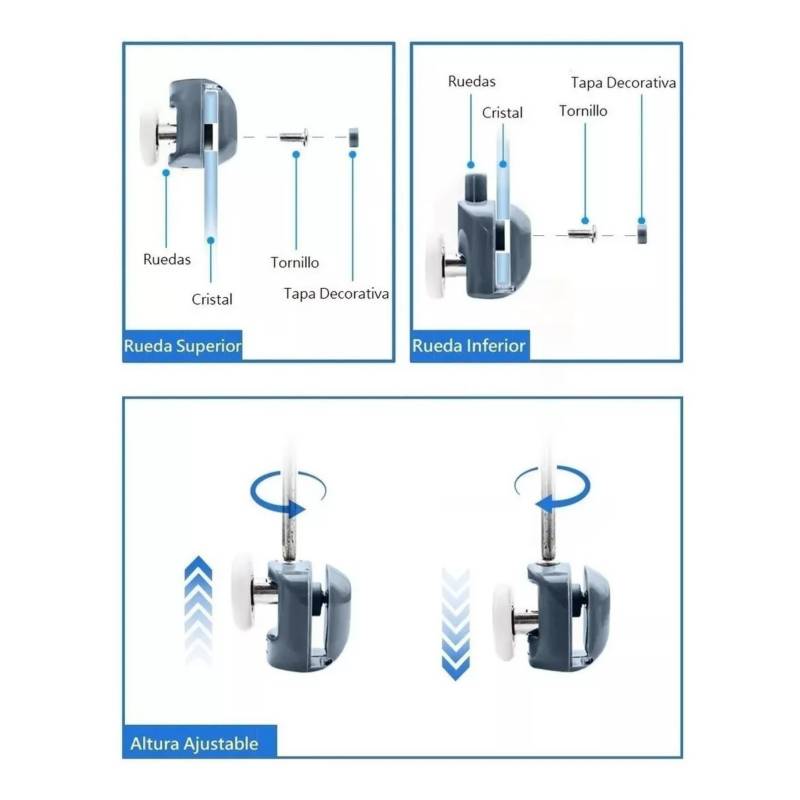 Ruedas para puerta de ducha 8 piezas Ruedas para puerta de ducha Ruedas  deslizantes para puerta de ducha Recinto de ducha para puerta de ducha de  baño 23 mm