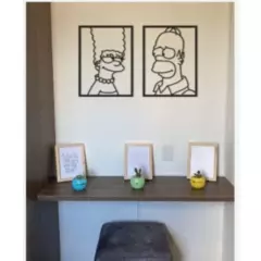 GENERICO - Cuadro  Decorativo Homero y Marge Simpson   Artesanal en madera Mdf 3mm