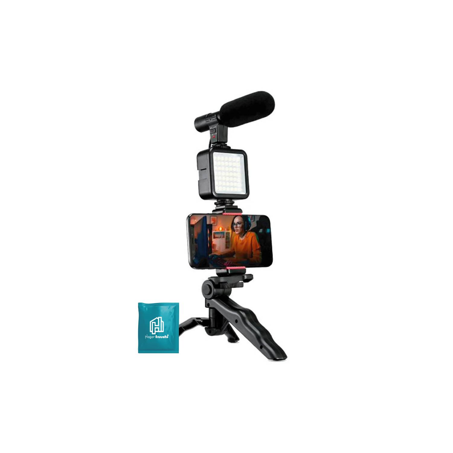 Estabilizador de vídeo para telefono movil + Luces + Microfono