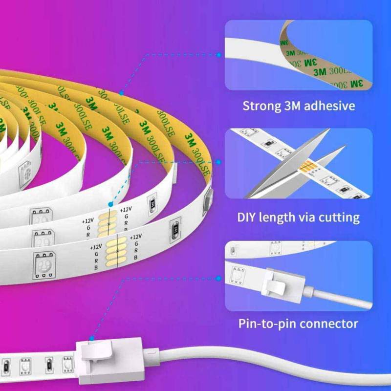 GENERICO Tiras Luces Led Colores Con Control Remoto 3 Metros