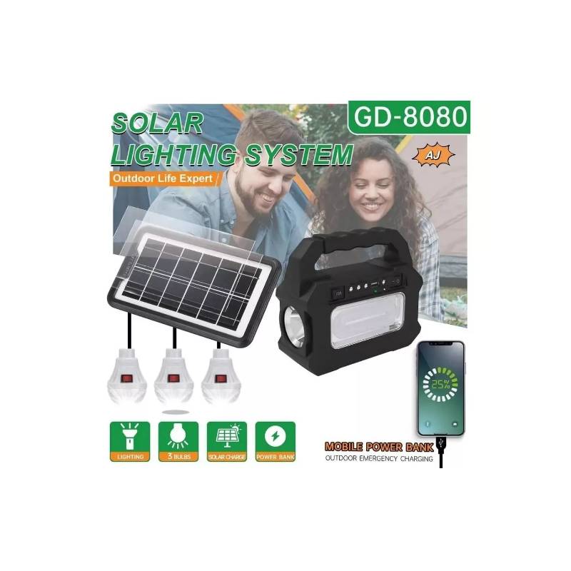 GENERICO Kit Solar Emergencia Camping 220v Ampolletas 36hrs