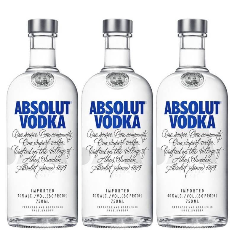 ABSOLUT - 3 Vodka Absolut Blue (750ml)