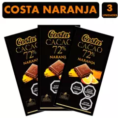 COSTA - Chocolate Cacao 72% Naranja - Costa (Pack Con 3 Unidades)