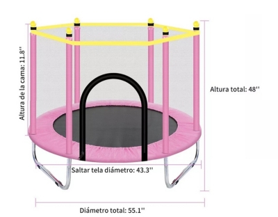 CRUSEC Mini Trampolin Cama Elastica Pequeña Para Niños Color Rosa