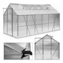 ALTAVISTA - Invernadero de policarbonato transparente, 380 x 190 x 205 cm
