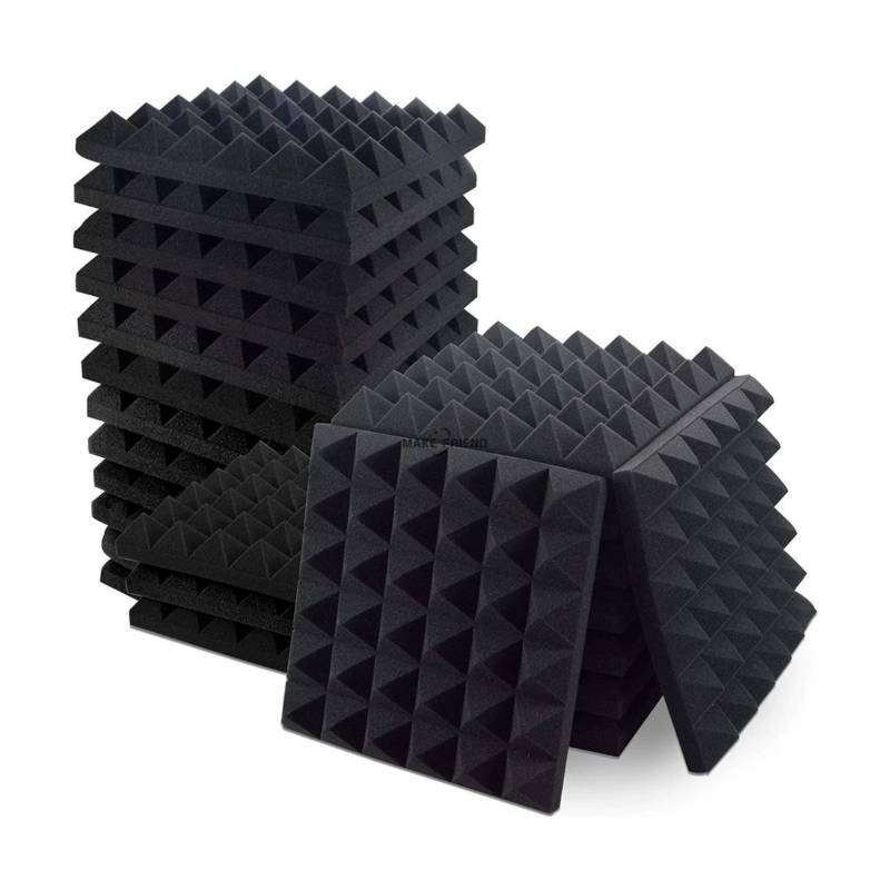 Panel Acústico Piramidal • AutoAdhesivo • Pack x12 • Negro