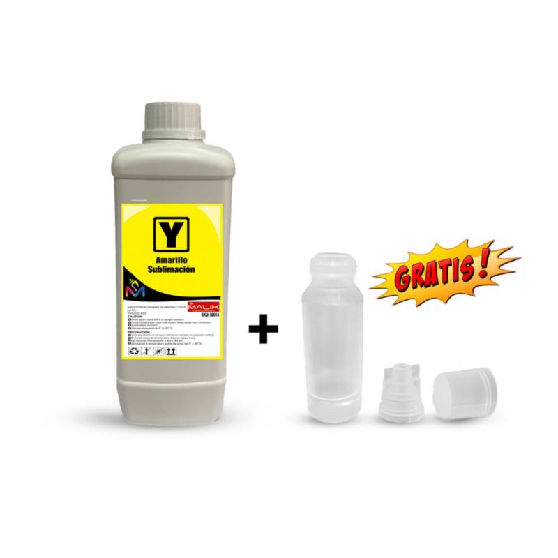 Malik Tinta Amarillo Sublimacion 1 Litro Con Botella T544 Para Epson L3210 6123