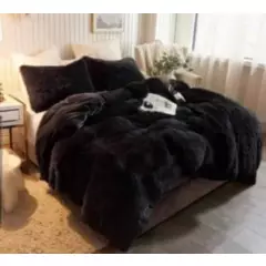 GENERICO - Plumon Cobertor de invierno Peludo con Chiporro KING - Negro