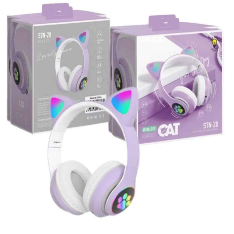 GENERICO Audifonos Inalambricos Bluetooth Led Niña Oreja Gato