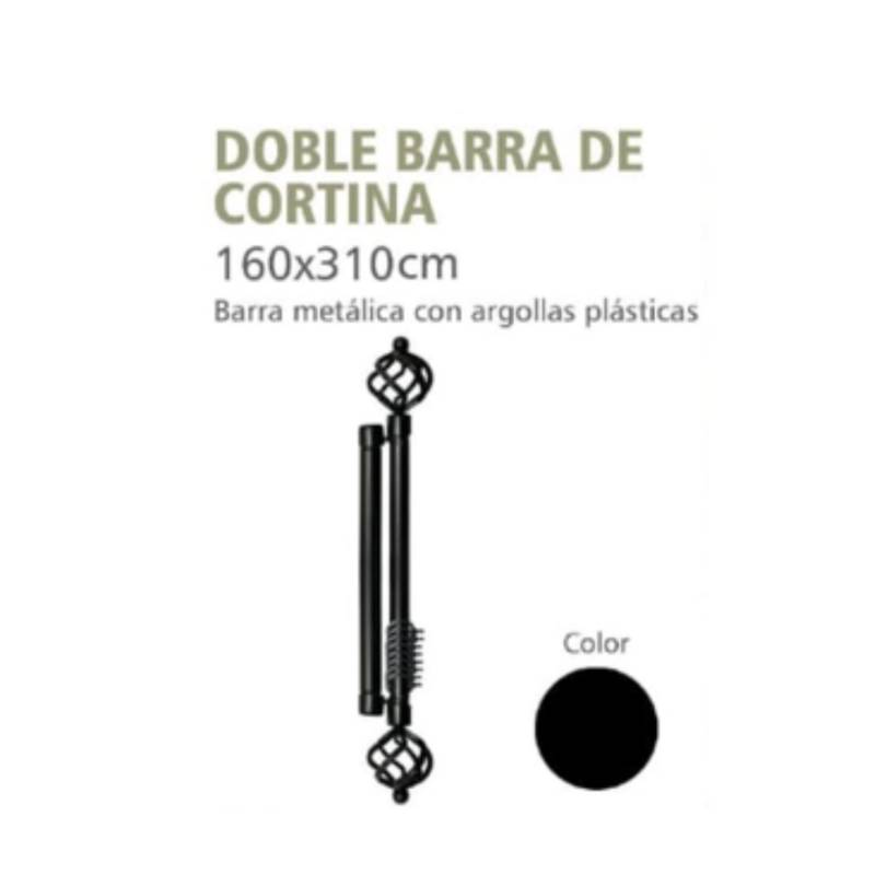 GENERICO Set Barra de cortinas extensible 160-310 Cm Color Negro