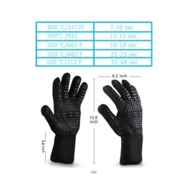 Guantes para barbacoa, guantes de horno originales, paquete de 2 unidades,  resistentes al calor extremo, guantes de silicona antideslizantes para