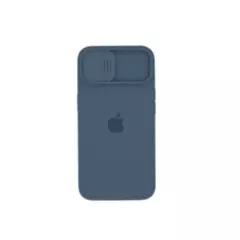 NOVI TECHNOLOGY - Carcasa Silicona Cubre Camara Compatible Con Iphone 13 gris azulado
