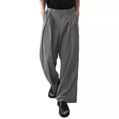 ZANZEA - Pantalones Hombre Largo con Corte Ancho Recto Formal Básicos.