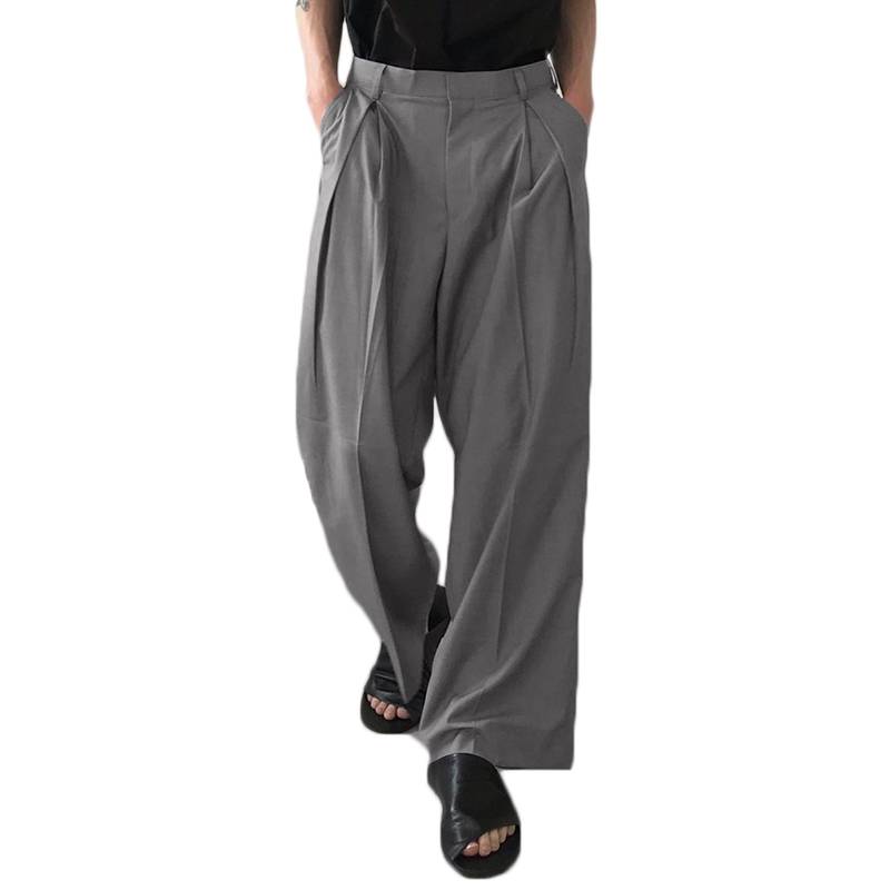 ZANZEA Pantalones Hombre Largo con Corte Ancho Recto Formal Básicos.