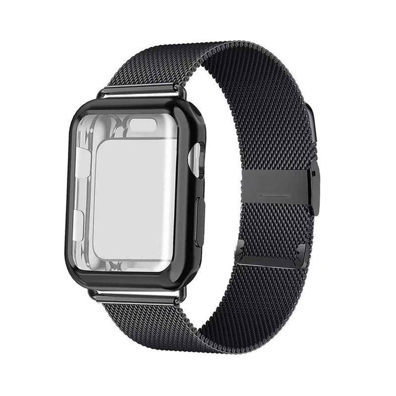 GENERICO - Pack Funda C/Correa Metálica Negra para Apple Watch de 41 mm