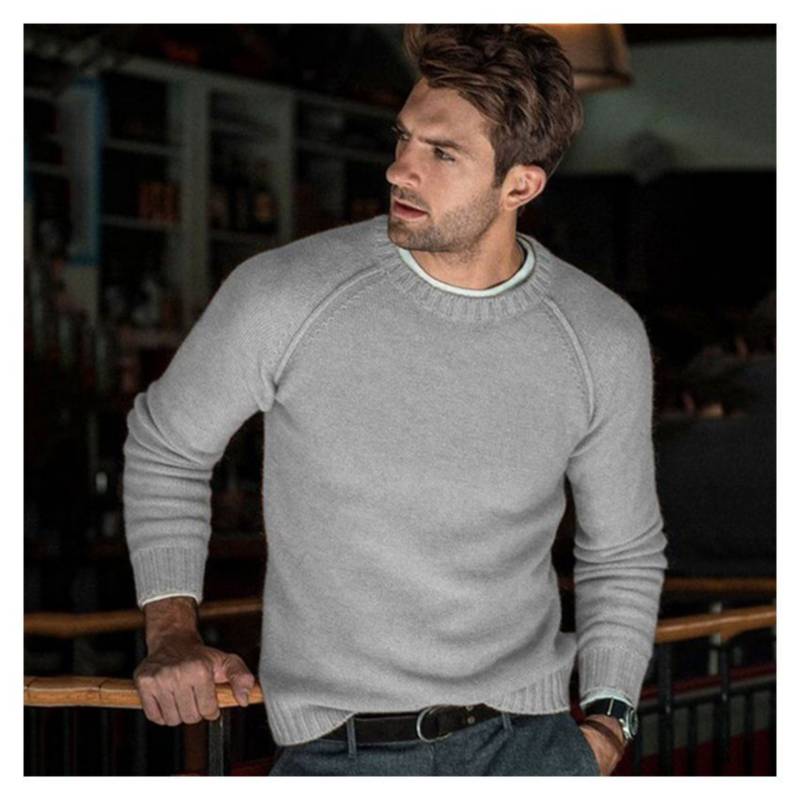 BLWOENS - Suéter casual de moda para hombres- Gris
