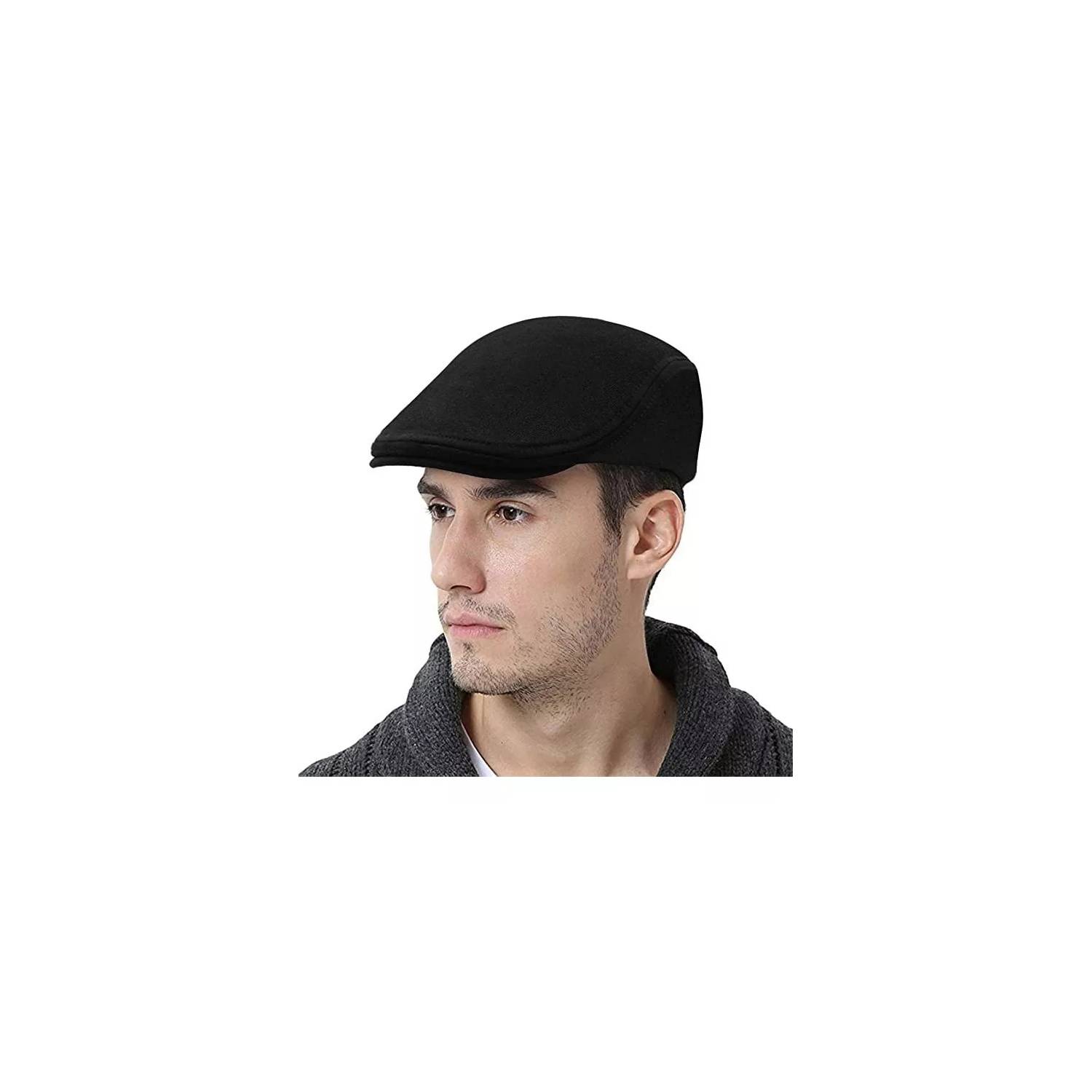 Gorra negra de Newsboy, sombrero de invierno para hombre, gorra