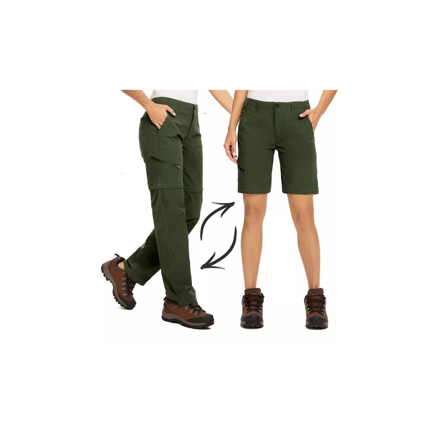 GENERICO Pantalon Trekking Mujer Secado Rapido Desmontable Verde