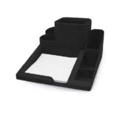 LAVORO - Portalápices y taco plástico negro de escritorio