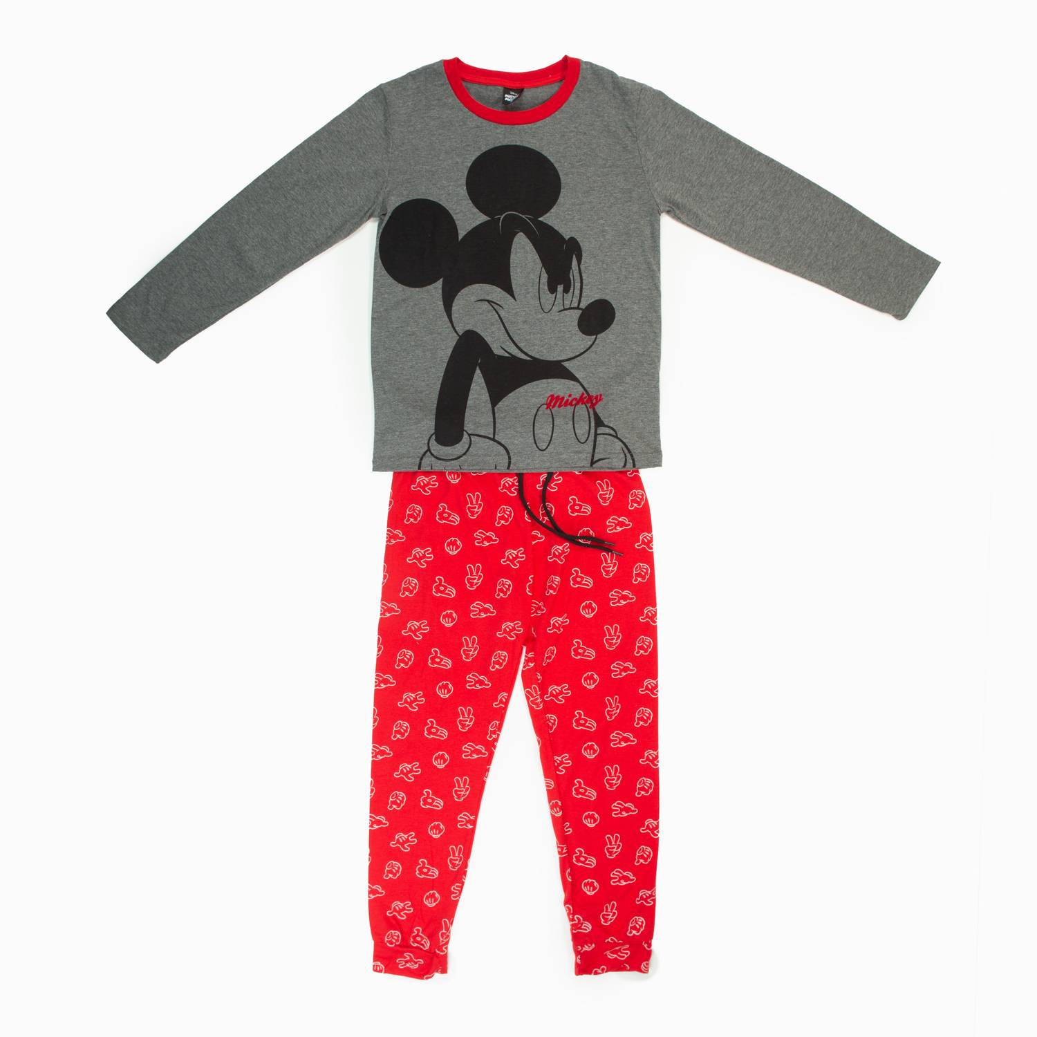 Pijama de niño de Mickey Mouse gris y rojo 70 % algodón-30 % poliéster