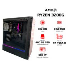 RYZEN - ELITE PC GAMER – Ryzen 3 3200G v6, 8GB RAM RGB – Serie Oro, WiFi, Windows