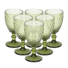 VIDITA - Juego 6 Copas de Vidrio Vintage Elegantes 320ML Verde