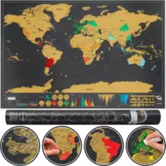 GENERICO - Póster Rascable Mapa Mundi Scratch Ideal Para Viajeros