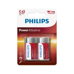 PHILLIPS - Pack 2 Pilas Alcalinas Philips Power 1.5V, C LR14 Baby