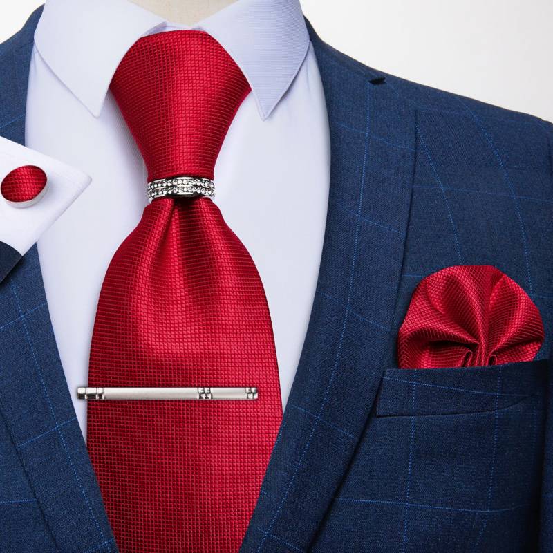 SONEC - Corbata Hombre Formal Clip sujetador anillo paño y colleras