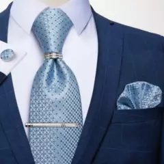 SONEC - Corbata Hombre Formal Clip sujetador anillo paño y colleras