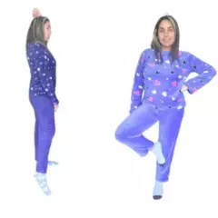 AGW - Pijama Mujer Largo Polar Invierno Diseños Variados