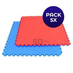 SDFIT - Pack 5x Tatami 2,5 cm grosor - 100 x 100 cm - Rojo Azul