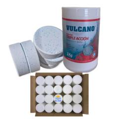 VULCANO - Cloro Triple Acción Vulcano Pote 1kg Pack de 20 Unidades