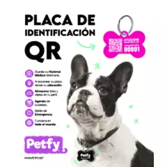 PETFY - Placa Petfy ID Hueso Fucsia