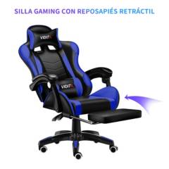 GENERICO - Silla Gamer Ergonómica Profesional Con Reposapiés-Azul