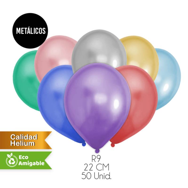 Set Hinchador + Globos Metálicos Surtidos.