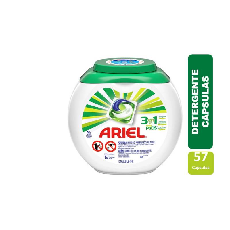 ARIEL Detergente Ariel Capsulas Pods 3 en 1 57 Capsulas