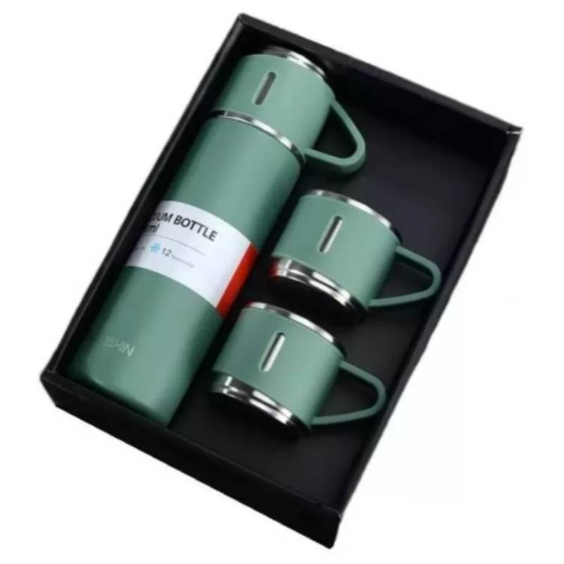 Set Termos Para Agua Caliente Termo Cafe + 3 Tazas 500 Ml