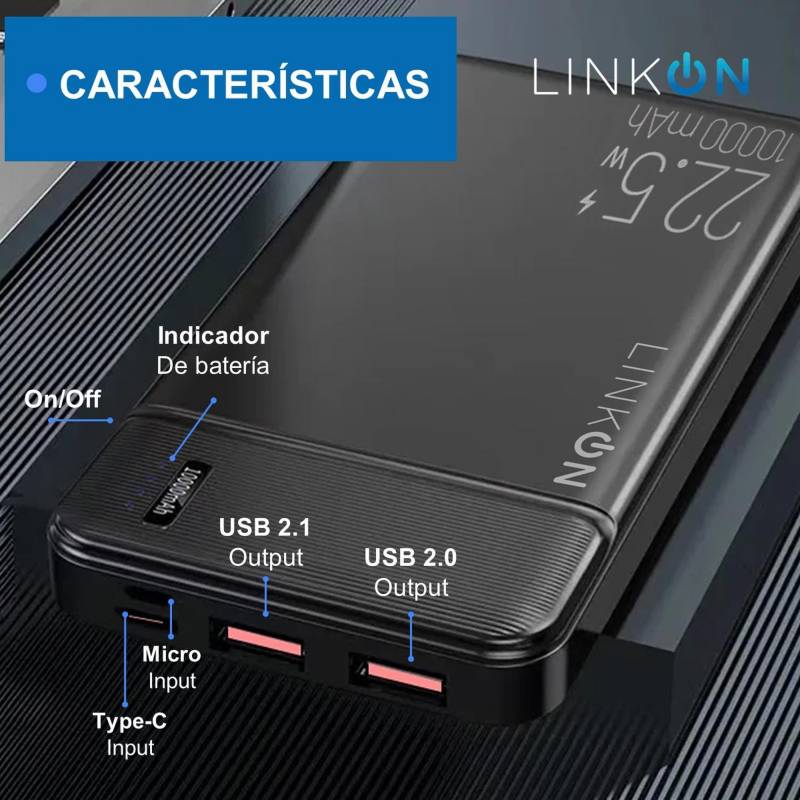 LINKON Cargador Inalambrico y Cable Bateria Power Bank 10000 Linkon