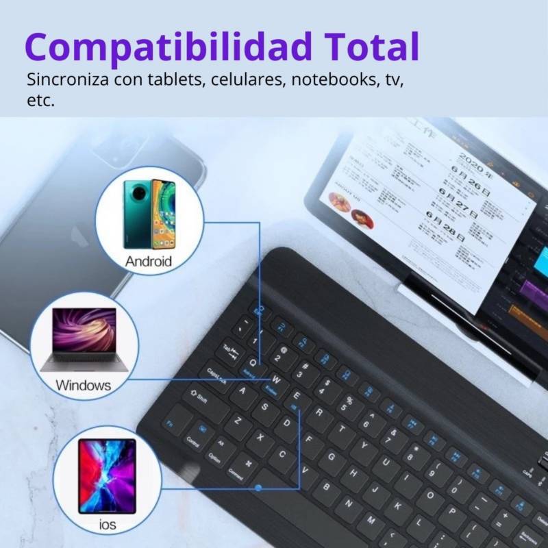 Teclado Inalámbrico Bluetooth Verde Recargable En Español - Ipadizados Store