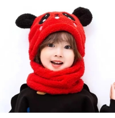 GENERICO Gorro Con Cuello Para Bebé Niño/a Diseño Panda Invierno MARRÓN