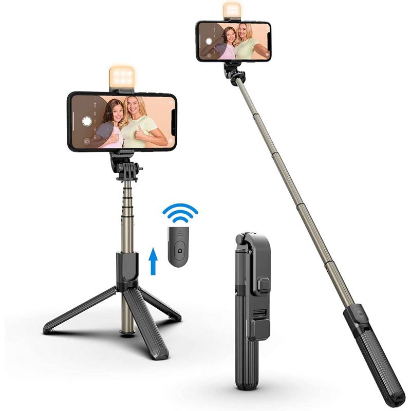 Tripode Palo Selfie Con Bluetooth Estabilizador Con Luz Led
