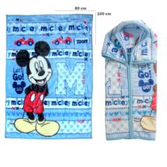 DISNEY - Saco con Broche Bebé Manta Mickey Celeste Disney