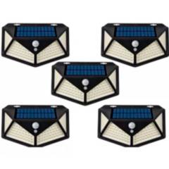 ESHOPANGIE - Pack 5 Lampara Solar 100 Led Exterior Sensor De Movimiento