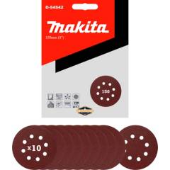 MAKITA - 10 Discos Lija Con Velcro 125mm (5) Grano 150 Makita D-54542