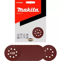 MAKITA - 10 Discos Lija Con Velcro 125mm (5) Grano 100 Makita D-54520