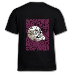 DEVOL COMPANY - Polera Melted Skull Negra Devol Logo Flowers