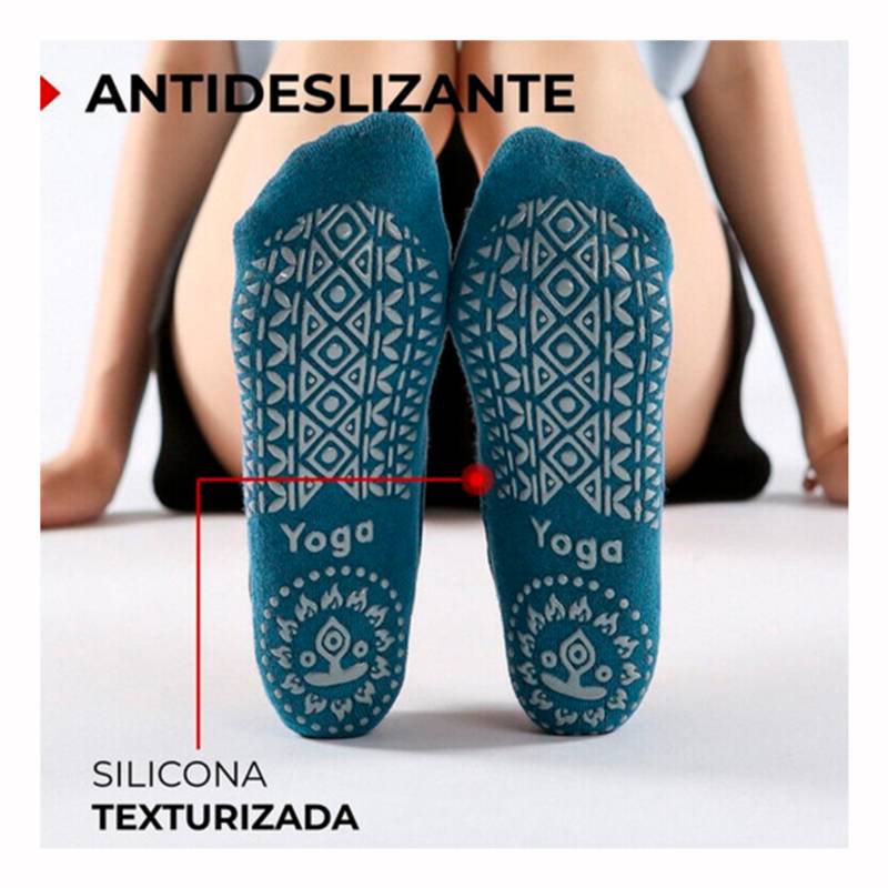 GENERICO Calcetines Antideslizantes Yoga Pilates Set 3 Pares Rosado Gris Y  Negro