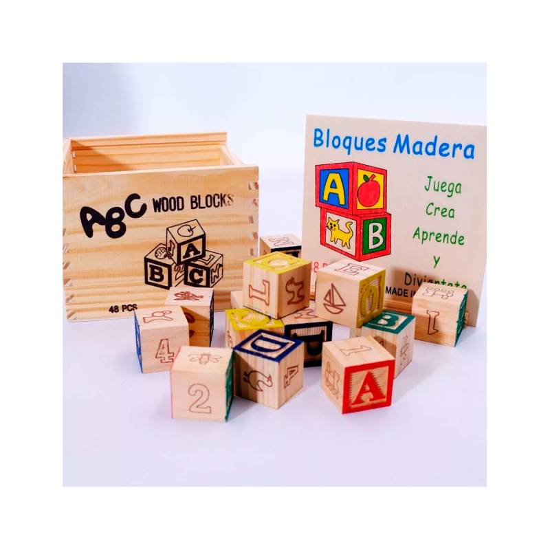 Cubos De Madera Con Letras 48pcs