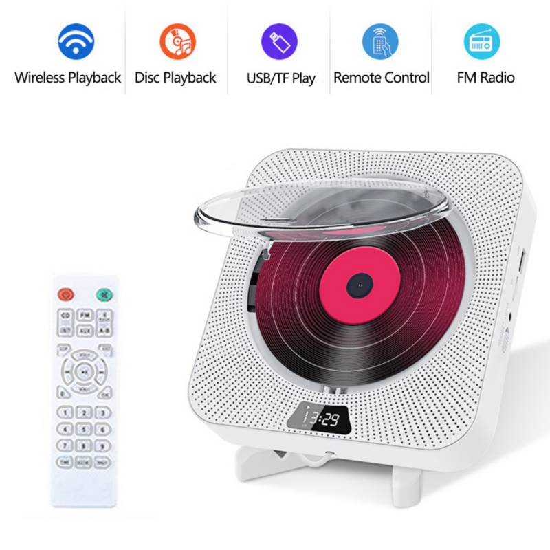  Fohil Reproductor de CD portátil con Bluetooth, reproductor de  música de CD de escritorio recargable de 4000 mAh para el hogar con  altavoces de sonido HiFi dobles incorporados, pantalla LED con 